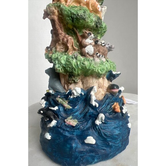 Noahs Ark Mountain Animal Figurine Tower Hand-Painted Resin 16" Tall Collectible - Picture 9 of 11
